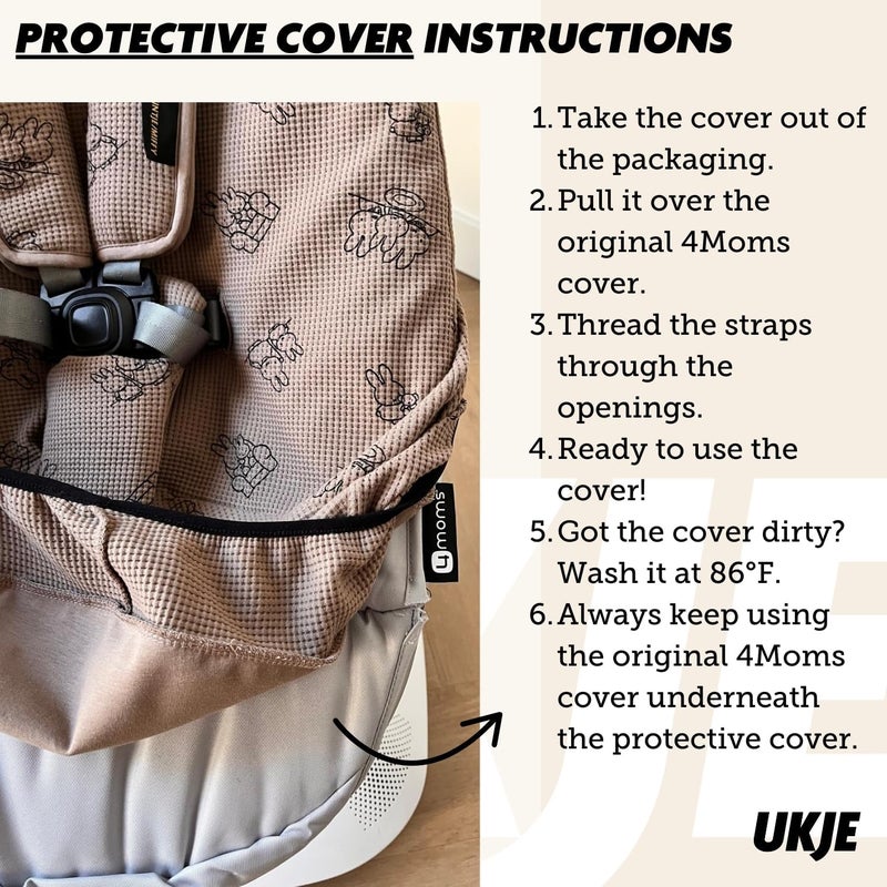 Ukje Protective Cover Compatible with 4moms RockaRoo or MamaRoo 5 MultiMotion Baby Swing Baby Swing Liners Baby Rocker Cover Easy to Install Easy to Wash Handmade in Europe  Miffy - Image 4