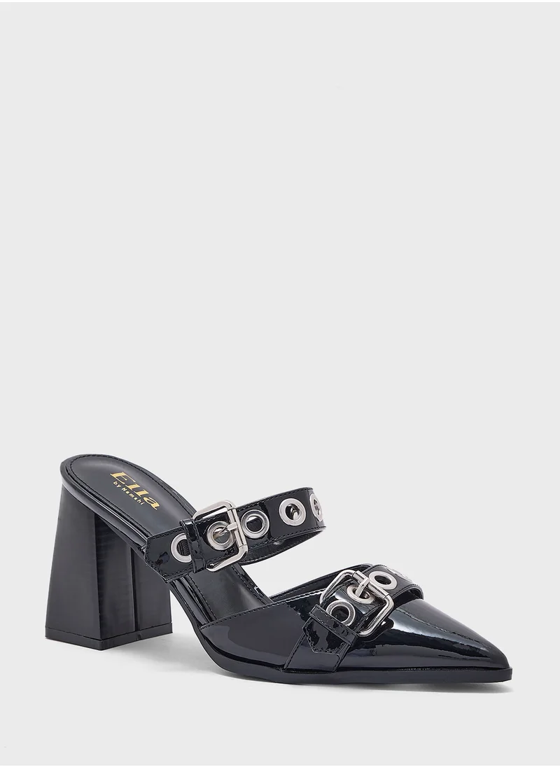 ايلا Buckle Detail Block Heel Pump