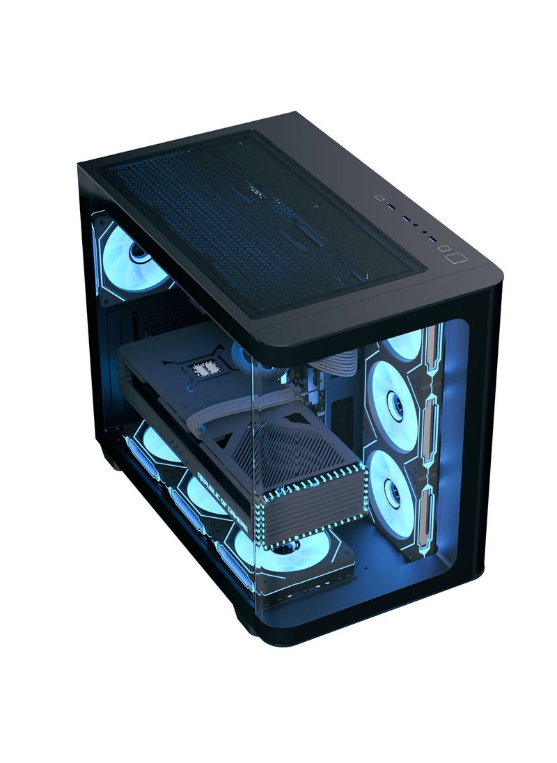 إيروكول - كيس كمبيوتر ايروكول P500C ARGB أسود ميد تاور ATX مع زجاج مقوى ومراوح ARGB - Image 1