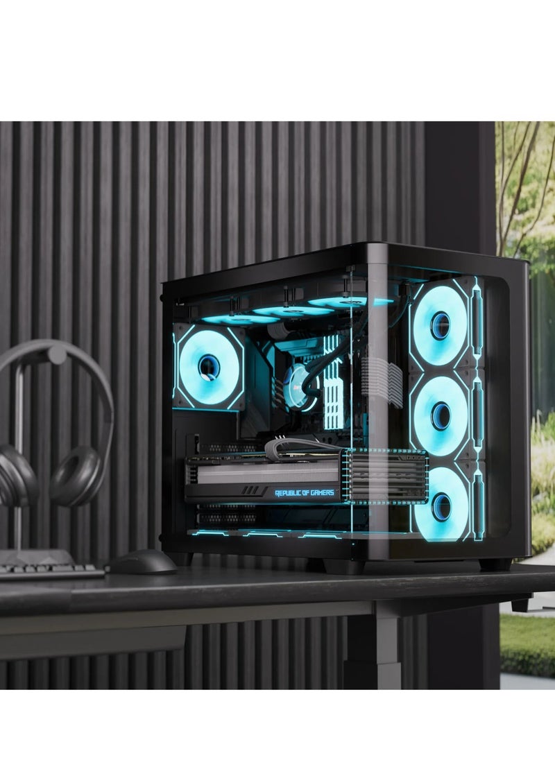 إيروكول - كيس كمبيوتر ايروكول P500C ARGB أسود ميد تاور ATX مع زجاج مقوى ومراوح ARGB - Image 1