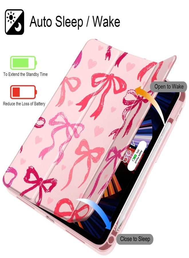 May Chen for iPad (A16) 11th Generation Case 11 Inch 2025, iPad 10th Gen Case 2022 10.9 inch, Built-in Pencil Holder with Shockproof Cover Clear Transparent Back Shell Auto Wake/Sleep, Bow Ribbon - Image 3