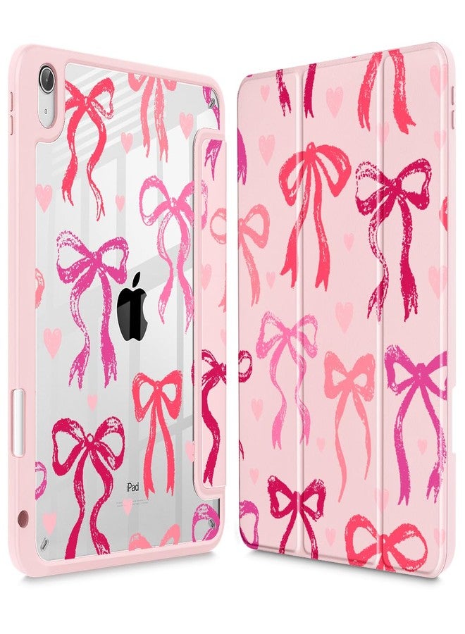 May Chen for iPad (A16) 11th Generation Case 11 Inch 2025, iPad 10th Gen Case 2022 10.9 inch, Built-in Pencil Holder with Shockproof Cover Clear Transparent Back Shell Auto Wake/Sleep, Bow Ribbon - Image 1