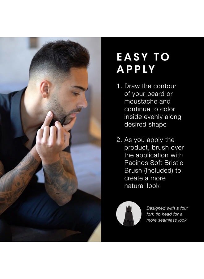 Pacinos Beard Pencil Filler - Water Proof, Long Lasting Coverage & Natural Finish - Beard, Moustache & Eyebrows - Micro-Fork Tip for Seamless Application - Includes Bristle Brush for Blending (Black) - Image 5