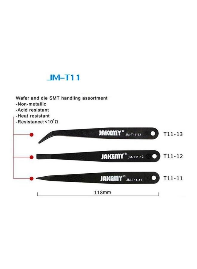JAKEMY 3-Piece Repairing Tweezers Set Black - Image 5