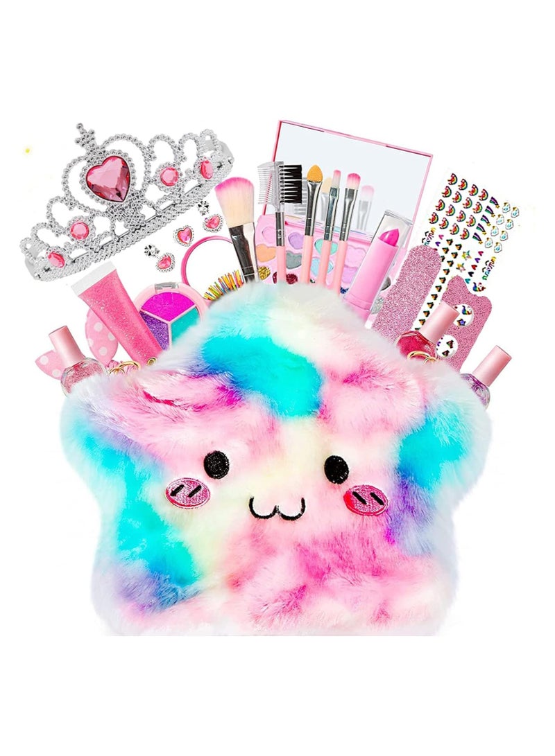 21 Pcs Kids Makeup Toys for Girls, Princess Dress up Makeup Set with Cute Cosmetic Makeup Bag for Little Girls Birthday Gifts - Image 1