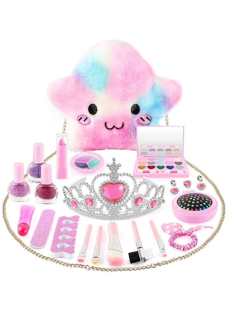 21 Pcs Kids Makeup Toys for Girls, Princess Dress up Makeup Set with Cute Cosmetic Makeup Bag for Little Girls Birthday Gifts - Image 2