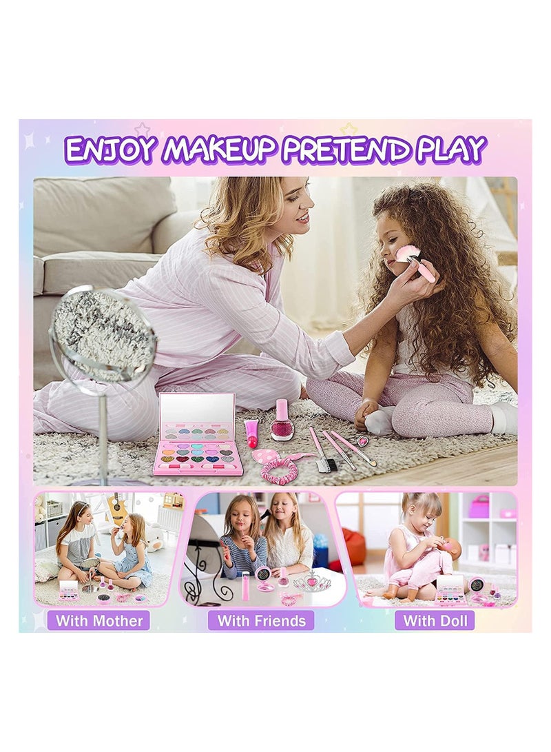 21 Pcs Kids Makeup Toys for Girls, Princess Dress up Makeup Set with Cute Cosmetic Makeup Bag for Little Girls Birthday Gifts - Image 4
