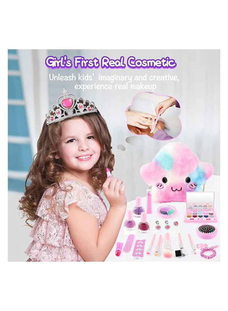21 Pcs Kids Makeup Toys for Girls, Princess Dress up Makeup Set with Cute Cosmetic Makeup Bag for Little Girls Birthday Gifts - Image 3
