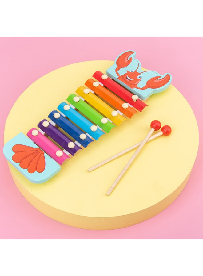 Infant Children's Wooden Eight-tone Knockout Early Education Baby Educational Musical Instruments 1-2-3 Years Old Wooden Knockout Toy-Color:Lobster - Image 1