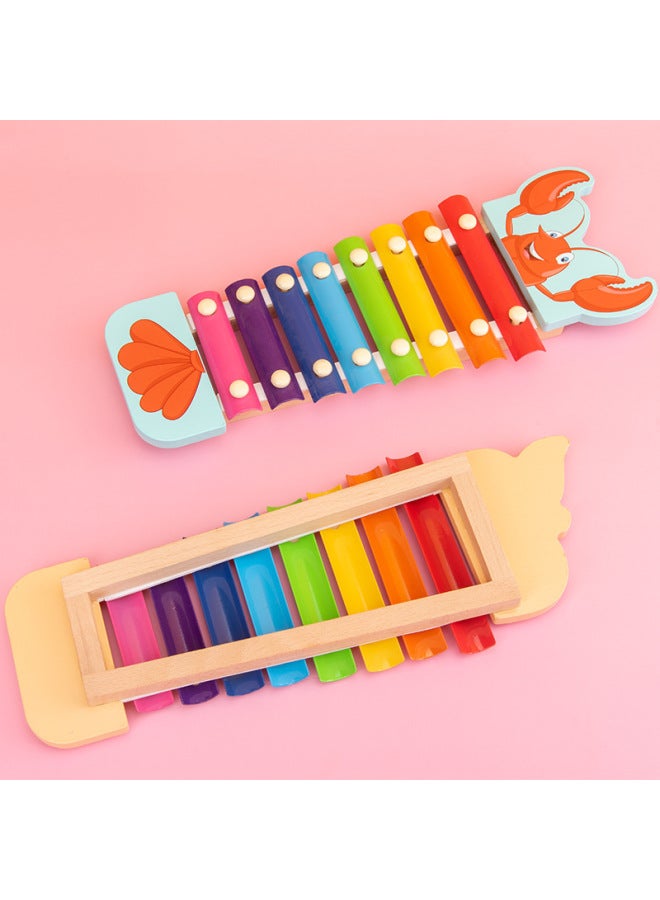Infant Children's Wooden Eight-tone Knockout Early Education Baby Educational Musical Instruments 1-2-3 Years Old Wooden Knockout Toy-Color:Lobster - Image 4
