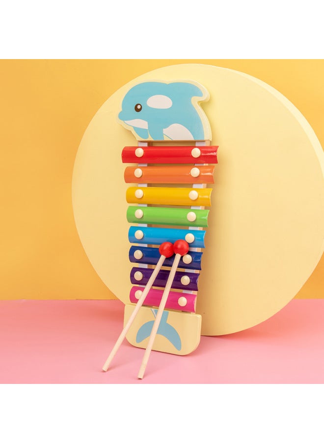 Infant Children's Wooden Eight-tone Knockout Early Education Baby Educational Musical Instruments 1-2-3 Years Old Wooden Knockout Toy-Color:Lobster - Image 3