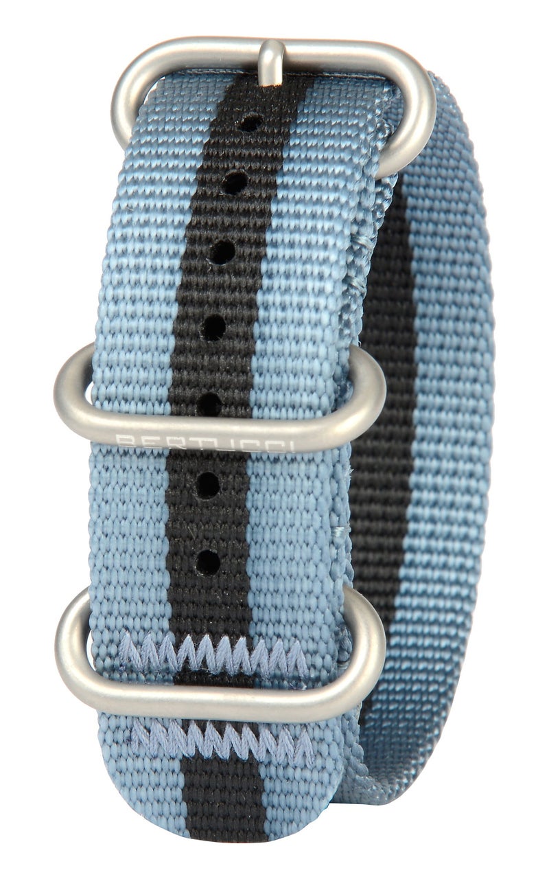 BERTUCCI DX3 B-172 Gray w/Black Stripe 22mm Nylon Watch Band - Image 2