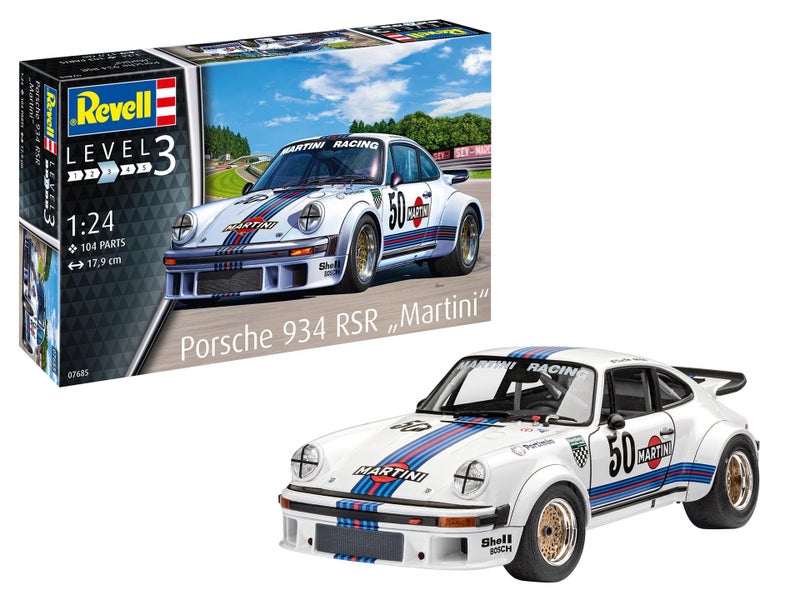 Revell مجموعة نموذج بلاستيكي ريفيل RV07685 07685 7685 1:24 بورش 934 RSR 'مارتييني ريسينغ' - Image 1