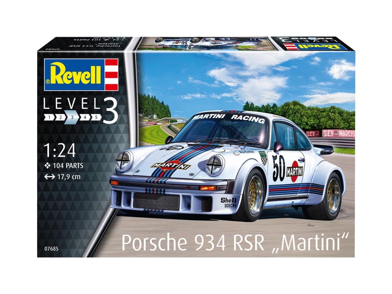 Revell مجموعة نموذج بلاستيكي ريفيل RV07685 07685 7685 1:24 بورش 934 RSR 'مارتييني ريسينغ' - Image 2