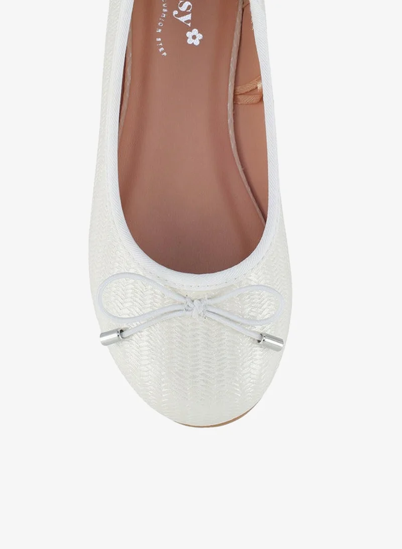 Little Missy WHITE Girls Textured Ballerina Shoes for Women | Best Price UAE