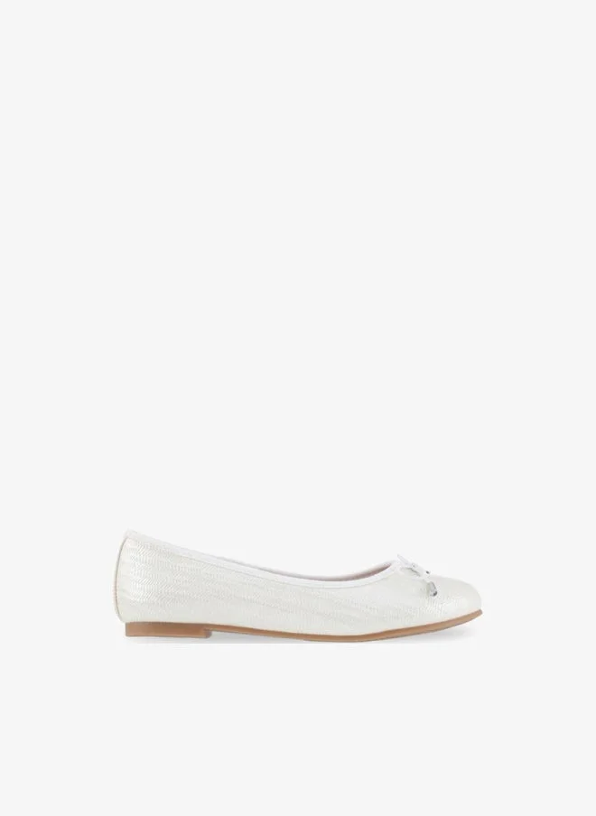 Little Missy WHITE Girls Textured Ballerina Shoes for Women | Best Price UAE