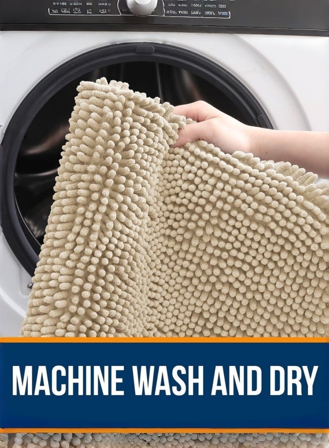 شو وو سجاد الحمام – حصيرة حمام قابلة للامتصاص والغسل، ضد الانزلاق، سجاد حمام سميك وناعم من الشنيل لأرضية الحمام، الدش، الحوض - (40*60 سم) - Image 5