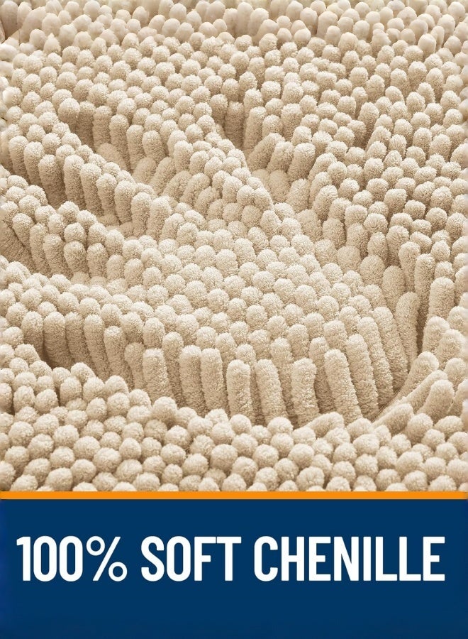 شو وو سجاد الحمام – حصيرة حمام قابلة للامتصاص والغسل، ضد الانزلاق، سجاد حمام سميك وناعم من الشنيل لأرضية الحمام، الدش، الحوض - (40*60 سم) - Image 3