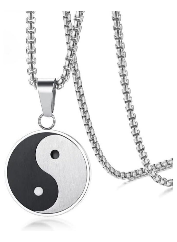 MIRFA Tai Chi Yin Yang Couple Pendant Necklace - Silver - Single  - Image 1