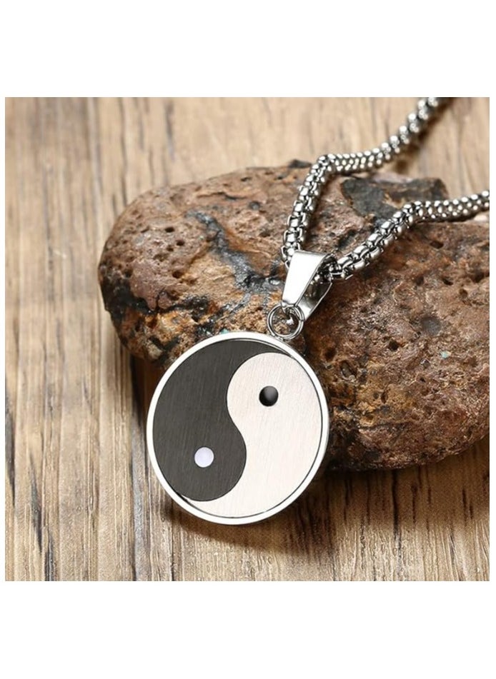 MIRFA Tai Chi Yin Yang Couple Pendant Necklace - Silver - Single  - Image 2