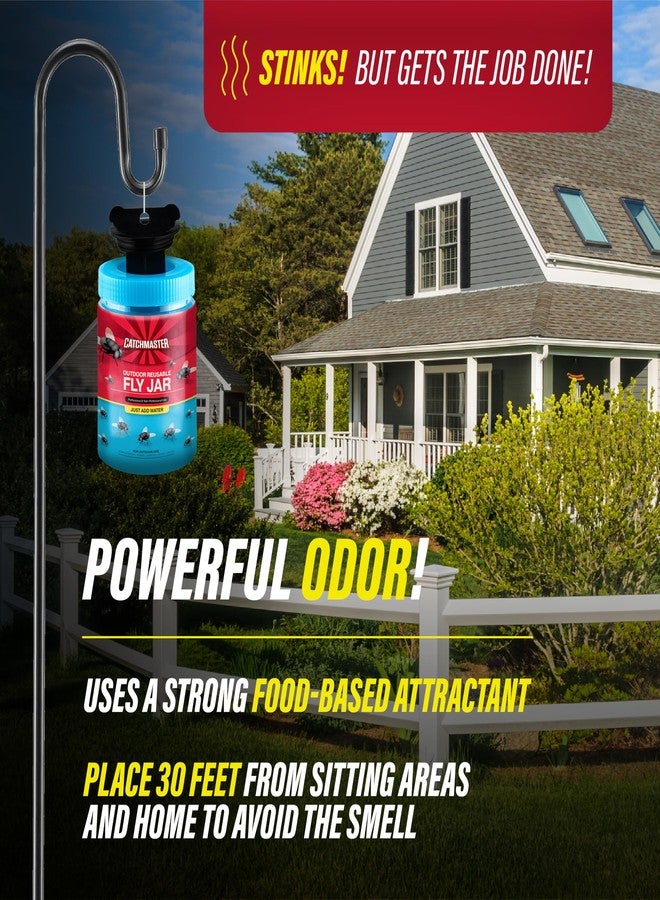 Catchmaster Fly Traps Outdoor 2-Pack with Airlock Lid for No-Mess Disposal, Pesticide-Free Hanging Fly Jars, Reusable Bug Catchers for Yard, Patio & Trash, Sets Up in Seconds - Image 4