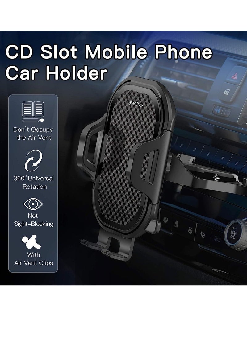 Yesido Universal Air Vent CD Slot Car Cell Phone Holder Compatible with iPhone 12/11Pro/Xs MAX/XR/8, Galaxy S20/S10+/S9 - Image 2