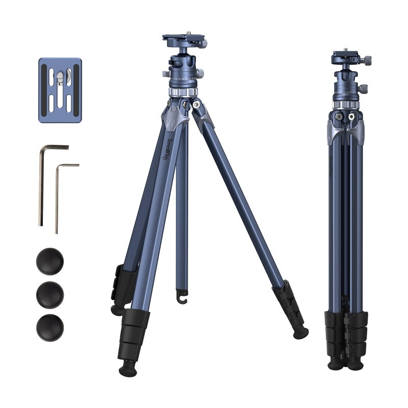 SmallRig AP02 Lightweight Travel Tripod 63 Camera Tripod with Compact Unconventional Center Column 360 Ball Head QR Plate Travel Bag Load up to 176 lbs 8 kg for Most DSLR Cameras 4222