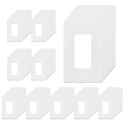 TG Screwless Decorator Wall Plates Child Safe Outlet Covers, Size 1-Gang 4.68" H x 2.93” L, Unbreakable Polycarbonate Thermoplastic, UL Listed, Glossy, White (100 Pack) - Image 1