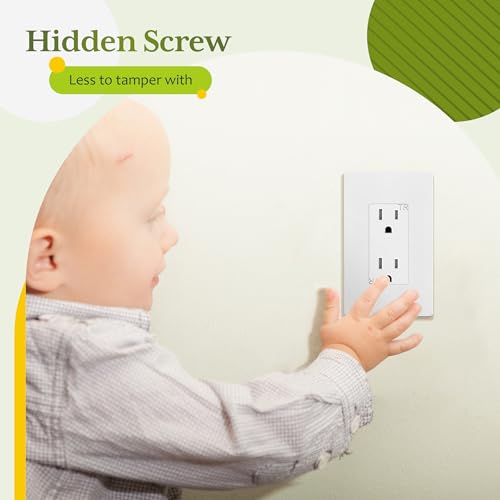 TG Screwless Decorator Wall Plates Child Safe Outlet Covers, Size 1-Gang 4.68" H x 2.93” L, Unbreakable Polycarbonate Thermoplastic, UL Listed, Glossy, White (100 Pack) - Image 3