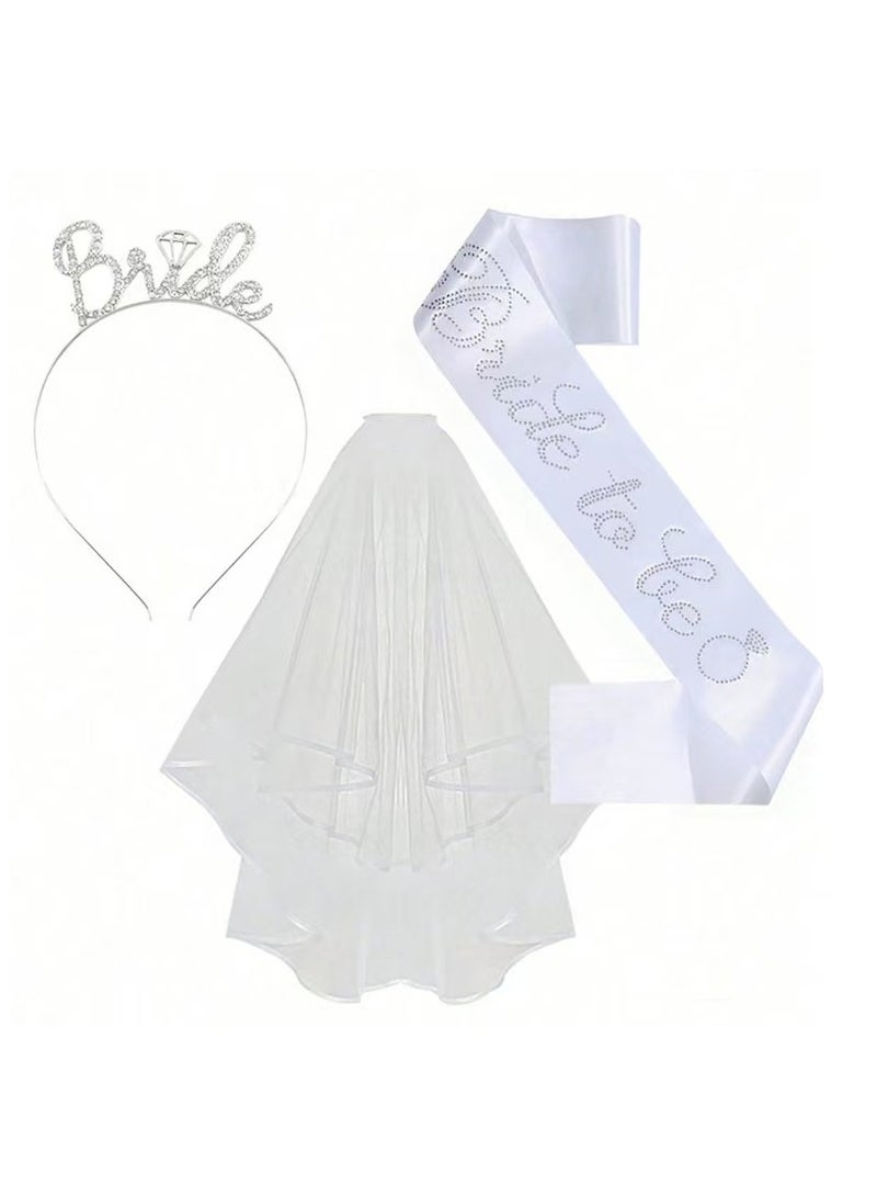 مجموعة حزام الكتف لحفلات توديع العزوبية، وحزام الحجاب لحفلات الزفاف، وعصابة الرأس - Image 1