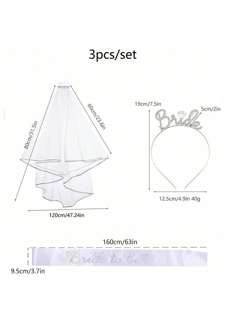 مجموعة حزام الكتف لحفلات توديع العزوبية، وحزام الحجاب لحفلات الزفاف، وعصابة الرأس - Image 3