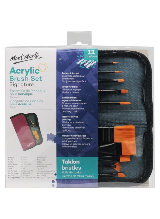 Mont Marte Brush Set in Wallet 11pc - Acrylic