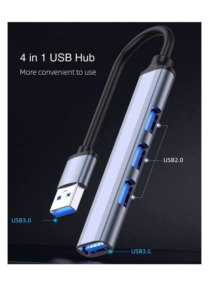 Y&D - Mini USB Hub Extensions, for Laptop, 4 Port 3.0 Expander, Ultra Slim Portable Data Applicable Mouse, PC, Splitter Aluminum, Adapter Station - Image 1