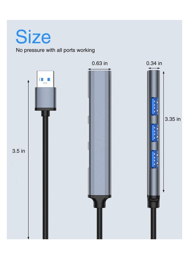 Y&D - Mini USB Hub Extensions, for Laptop, 4 Port 3.0 Expander, Ultra Slim Portable Data Applicable Mouse, PC, Splitter Aluminum, Adapter Station - Image 1