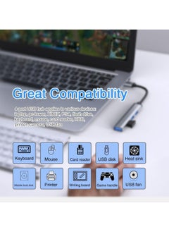 Y&D Mini USB Hub Extensions, for Laptop, 4 Port 3.0 Expander, Ultra Slim Portable Data Applicable Mouse, PC, Splitter Aluminum, Adapter Station  - Image 2