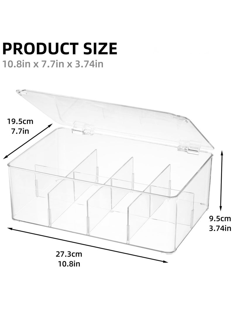 2 Pack Tea Chest Box -Tea Organizer - Stackable Tea Bag Storage Box with Lid - Tea Bag Holder For Kitchen Organizers and Storage, Multi-Functional Kitchen Organizer, Home Organizer (Clear) - Image 5