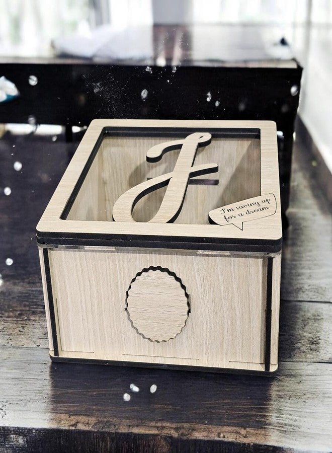 LACUM® Letter Piggy Bank - Custom Wooden Money Bank for Kids & Adults - Sunmica Coated Engineering Wood with Transparent Acrylic Front - Unique Gifts (Letter J) - Image 4