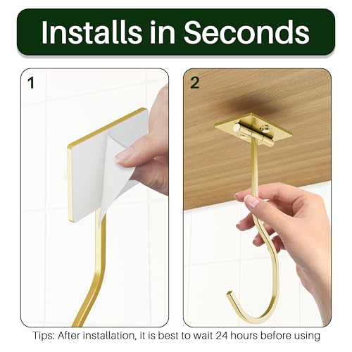 bussdis Under Cabinet Banana Hook Adhesive: Foldable Banana Hanger, Gold Metal Banana Holder for Kitchen & RV, Space-Saving Design, Folding with Magnets When Not in Use, Keep Bananas Fresh - Image 4