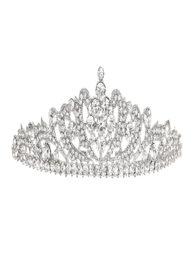 سامكي تاج زفاف مزين بالزهور وأحجار الراين الكريستالية T1060 - Image 1