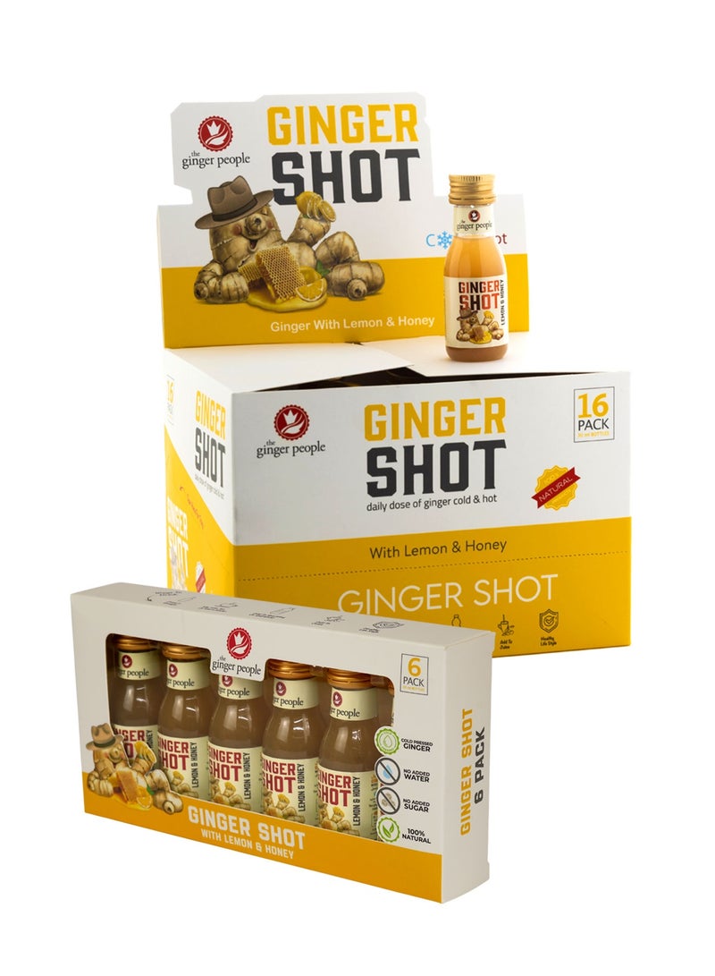 الملكي رويال شوت الزنجبيل مشاريب زنجبيل شراب زنجبيل عسل ليمون طبيعي  ( 16 عبوة + 6 عبوة ) - Image 1