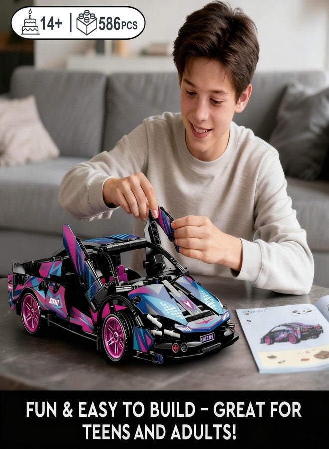 IBLOTIME Speed Champions Technic-Style Sports Car Building Sets Easter 1:18 Scale Lambo-Inspired Supercar 586 PCS Pull-Back Race Car Kit Creative Display Gift Christmas Birthday Ages 14+ - Image 2