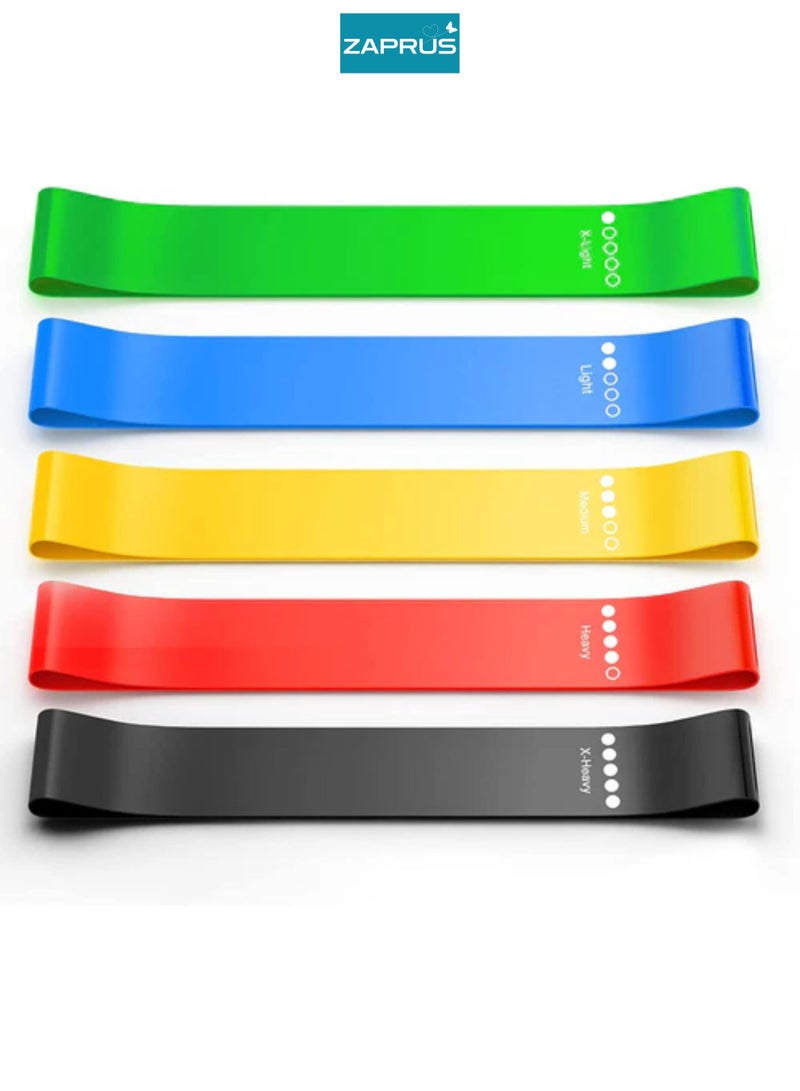 Zaprus Resistance Exercise Bands Set – 5 Level Loop Bands for Home Workout, Strength Training, Pilates, Yoga & Physical Therapy – Durable Anti-Snap Latex Bands for Full-Body Exercise - Image 3