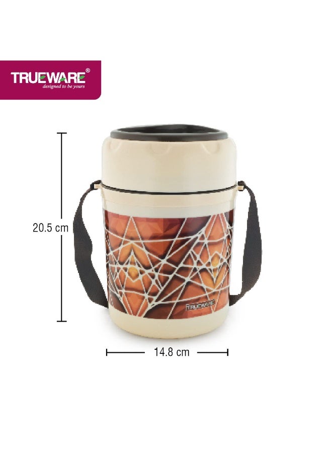Trueware Trendy 3 Lunch Box with 3 Stainless Steel Container,300ml X3 Brown | PU Insulated | Lunch Box |Tiffin | Hot Lunch Box | Leak Proof - Image 3