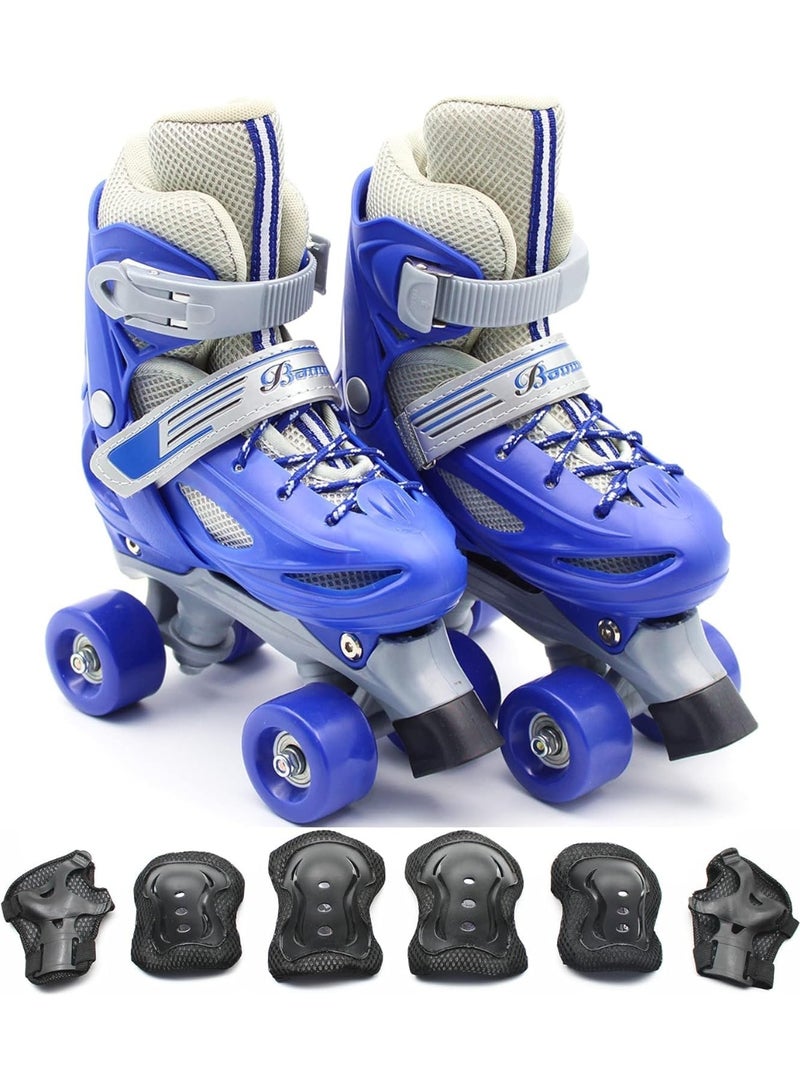 EASY FUTURE Adjustable 4-Wheel Roller Skates for Kids Double Row, Indoor/Outdoor Boys & Girls, Includes  Protective Gear Set(Knee, Elbow & Wrist) 4 Sizes & 3 Colors can choose - Image 1