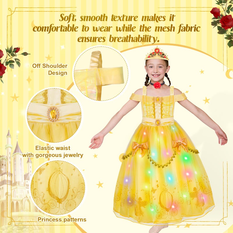 ميلاند Meland Princess Dress Up for Girls - Light Up Dress Up Ap Dression and Princess Costume for Toddler Girl Venis - Image 2