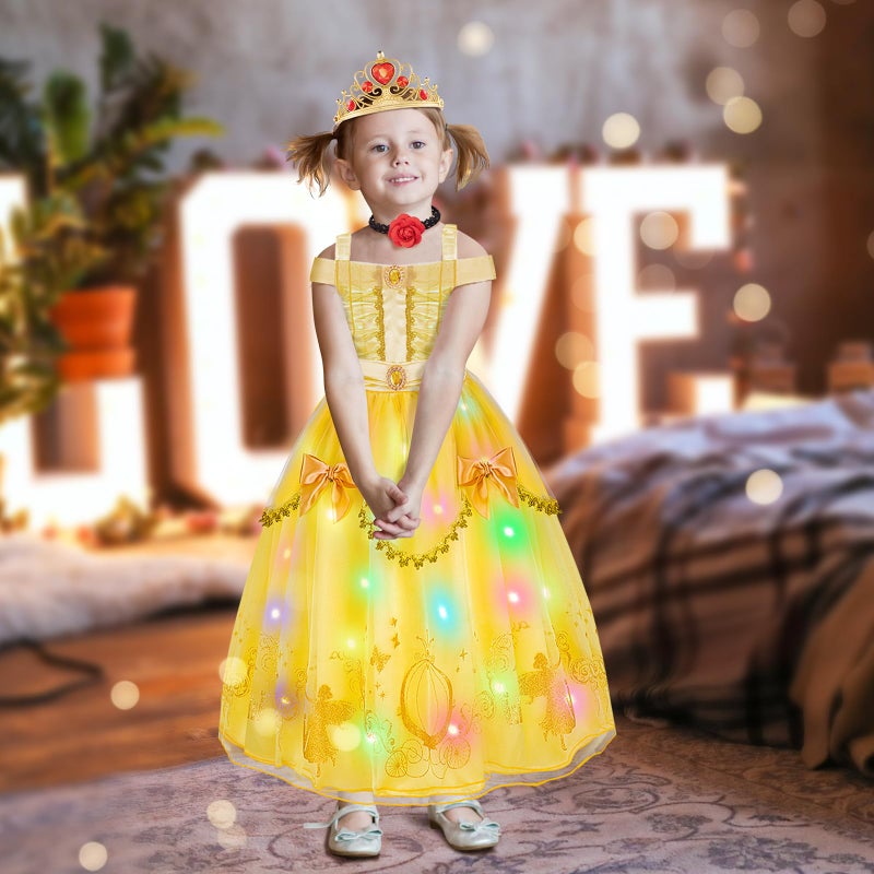 ميلاند Meland Princess Dress Up for Girls - Light Up Dress Up Ap Dression and Princess Costume for Toddler Girl Venis - Image 5