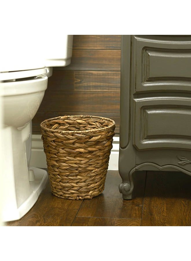 Household Essentials Woven Water Hyacinth Wicker Waste Basket, Natural - Image 5
