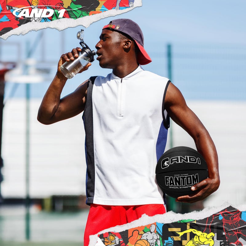 AND1 Fantom Rubber Basketball - Official Size Streetball, Made for Indoor and Outdoor Basketball Games - Sold Deflated (Pump NOT Included), Black, Size 7 - Image 3