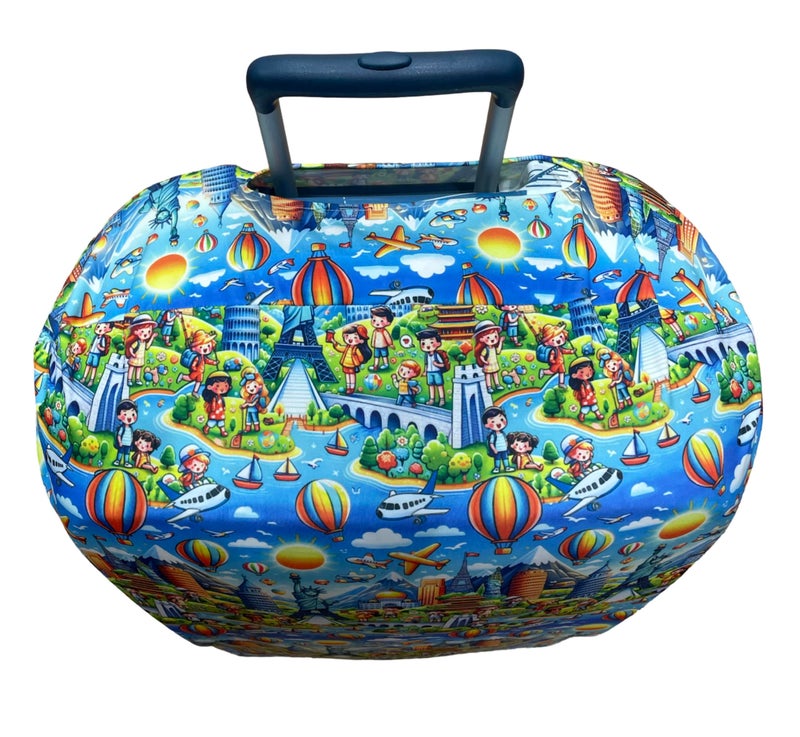 Travelsky Elastic Polyester Dust Protector Luggage Covers for Suitcase (Kids Blue Design, 65 cm 24 inch Medium Size) - Image 2