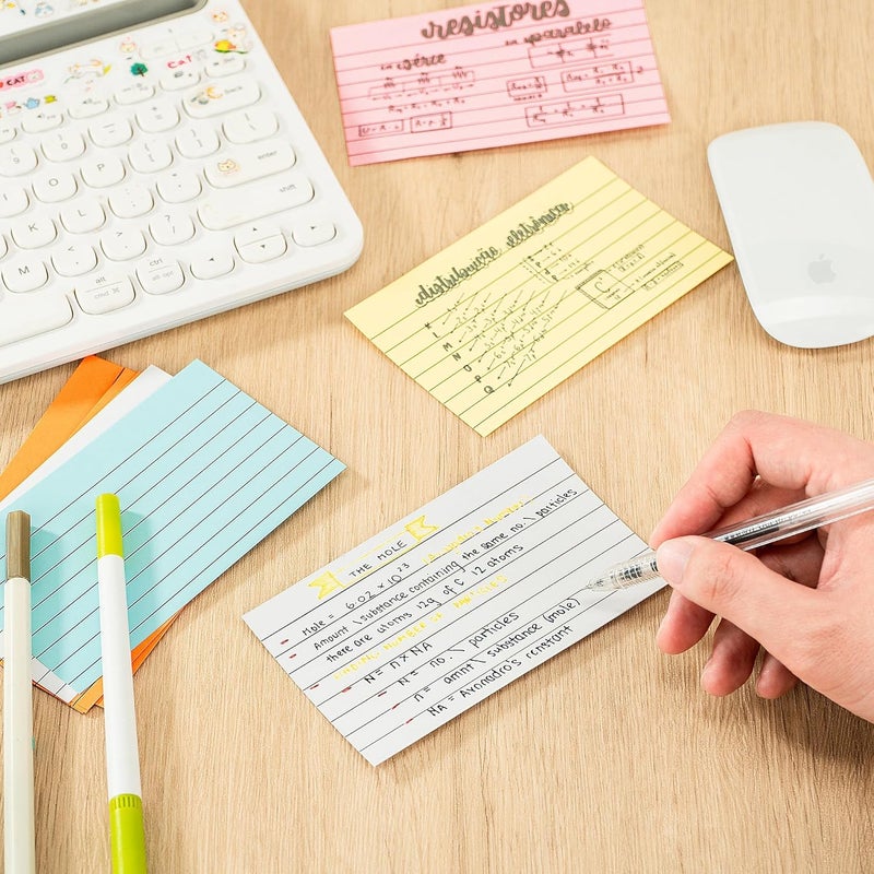 PENPRIS 400PCS Colored Index Cards - 8 Colours 8 Sets 5"x3" One Side Lined One Side Blank - Revision/Record/Flash Note/Study Cards/Memo Scratch Pads/To Do List for Office School Home PAP06MX400 - Image 4